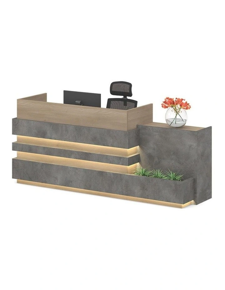 Keran Reception Desk 2.44M Right Panel Acacia & Carbon Grey Colour image 1