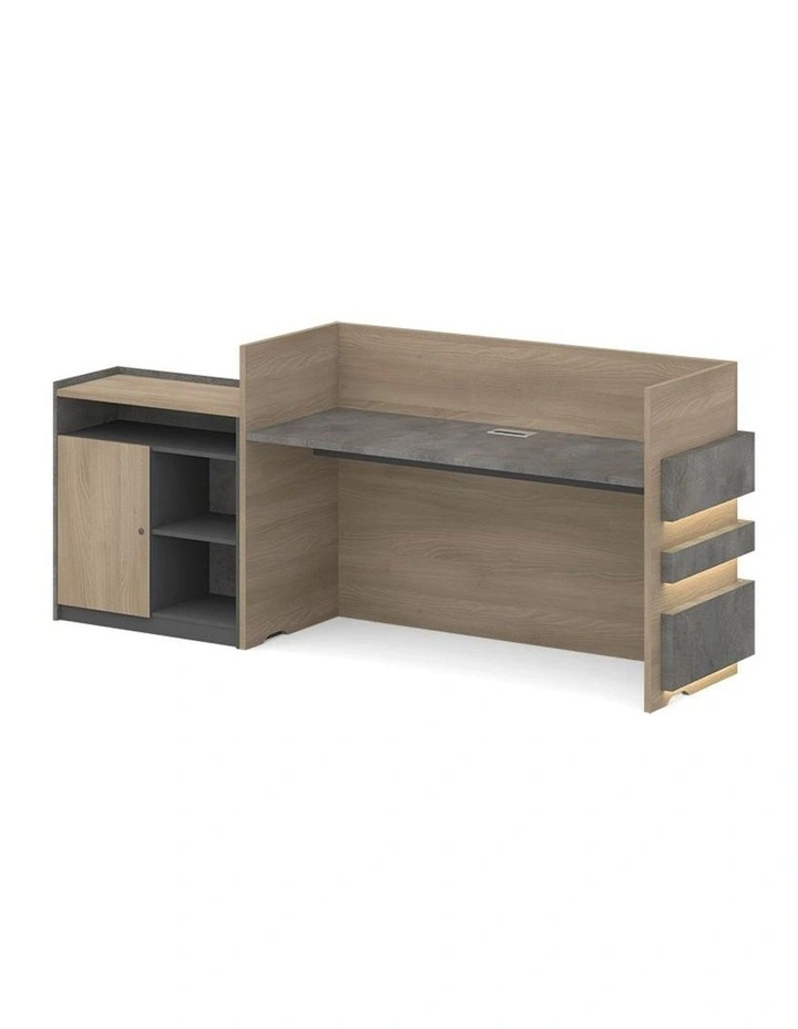 Keran Reception Desk 2.44M Right Panel Acacia & Carbon Grey Colour image 3