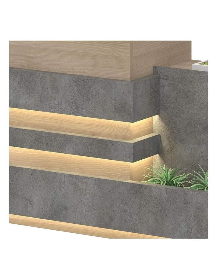 Keran Reception Desk 2.44M Right Panel Acacia & Carbon Grey Colour image 4