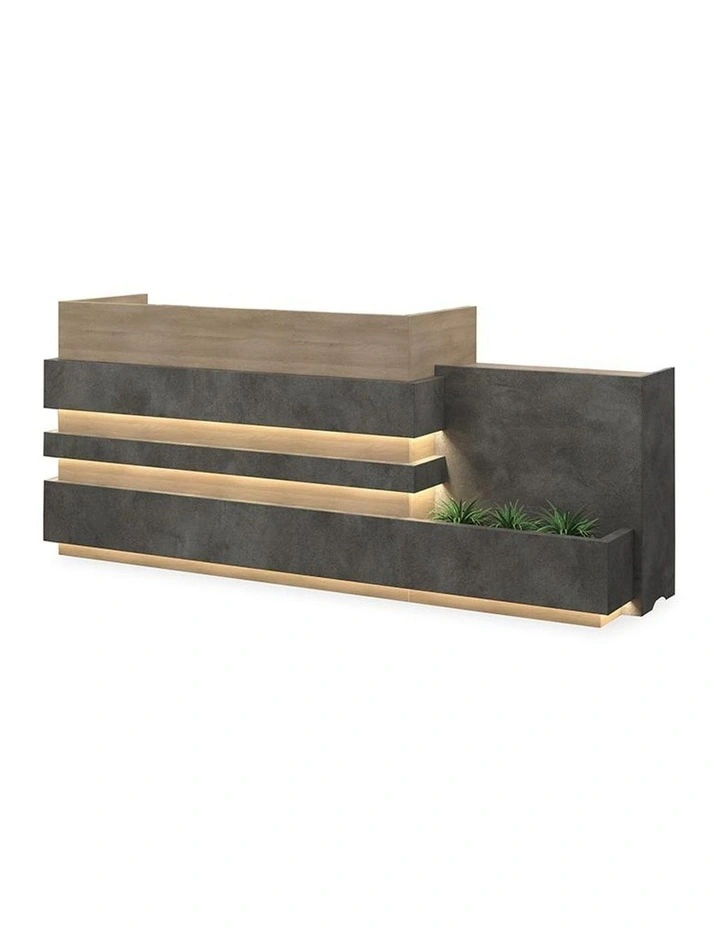 Keran Reception Desk 2.44M Right Panel Acacia & Carbon Grey Colour image 5