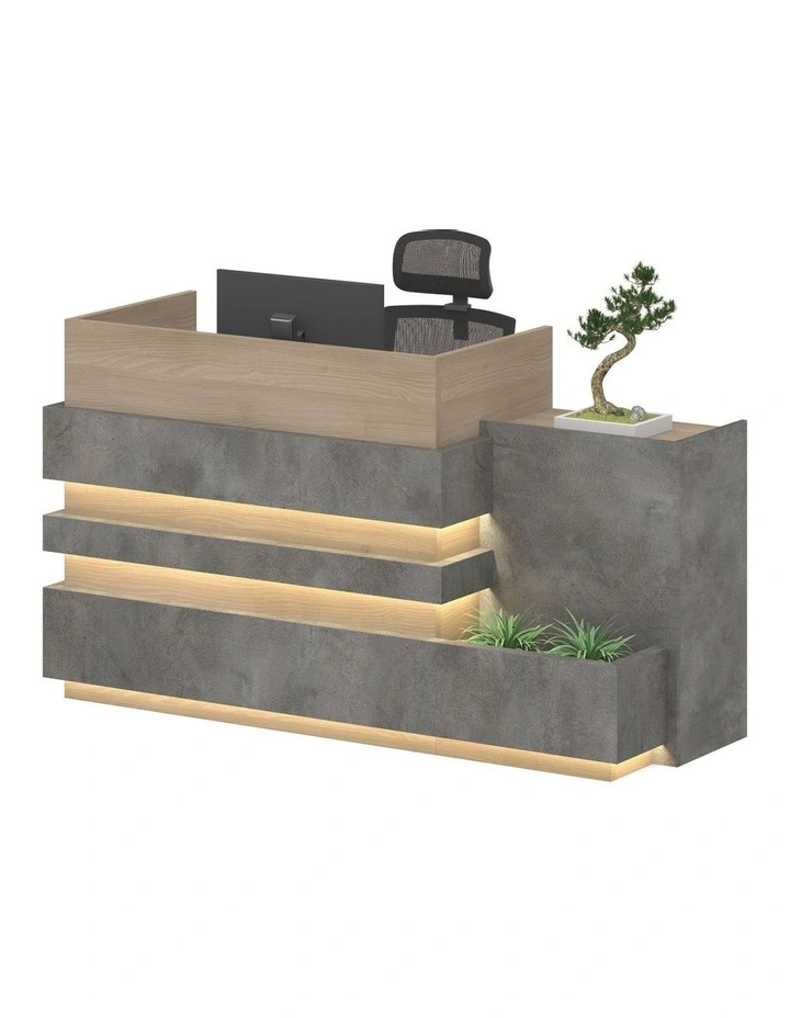 Keran Reception Desk 1.8M Right Panel Acacia & Carbon Grey Colour image 1