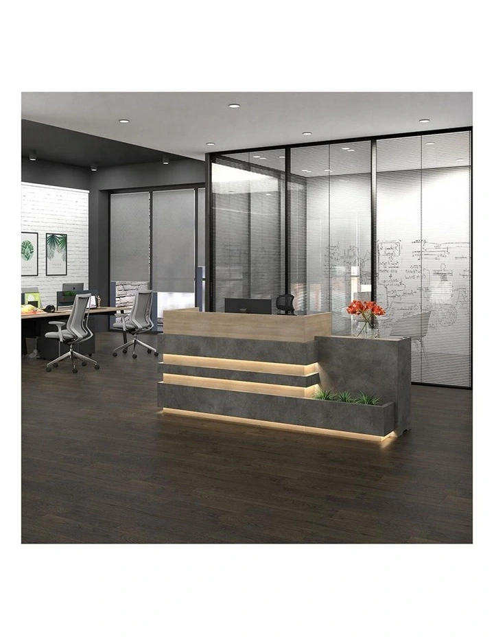Keran Reception Desk 1.8M Right Panel Acacia & Carbon Grey Colour image 2