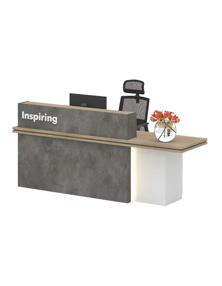 Jarin Reception Desk 2.4M Right Panel Carbon Grey & White Colour image 1