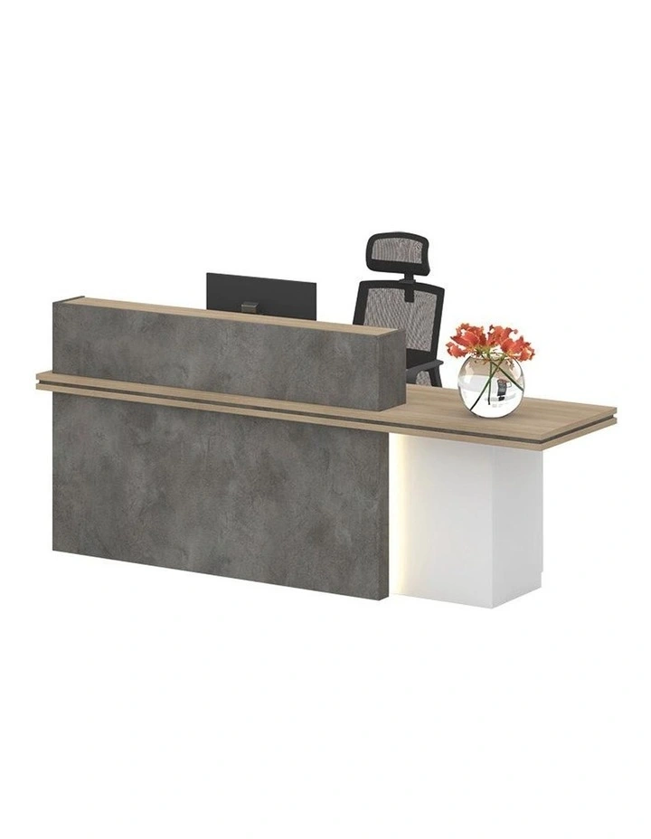 Jarin Reception Desk 2.4M Right Panel Carbon Grey & White Colour image 2