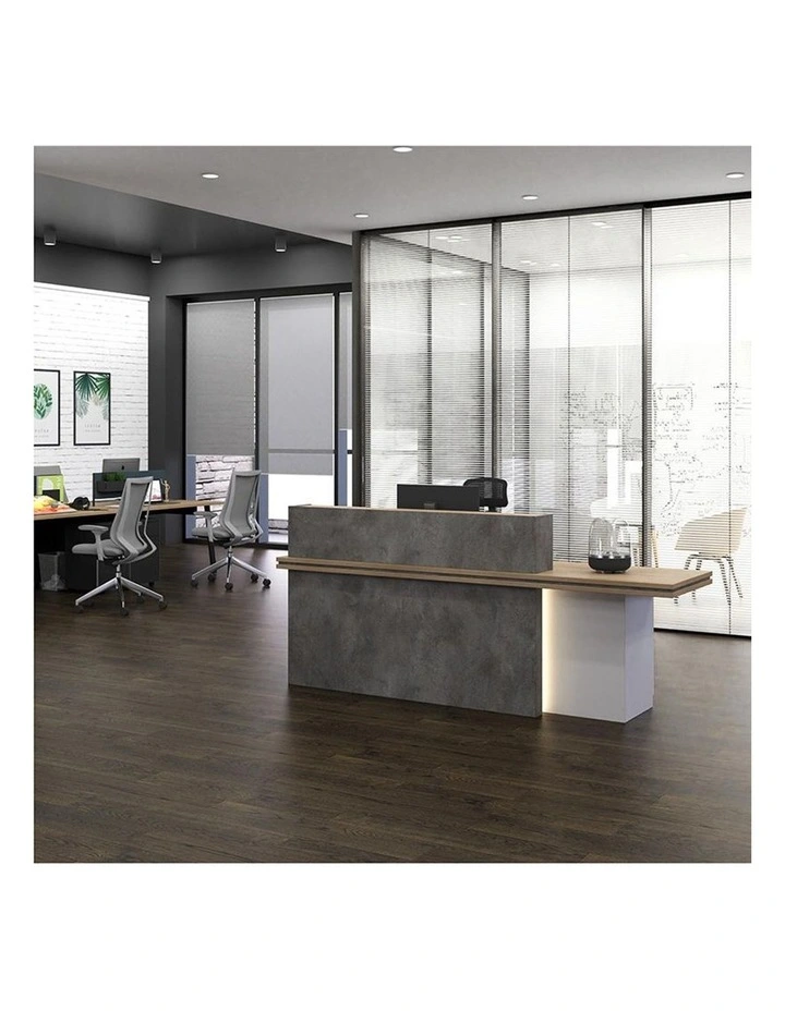 Jarin Reception Desk 2.4M Right Panel Carbon Grey & White Colour image 3