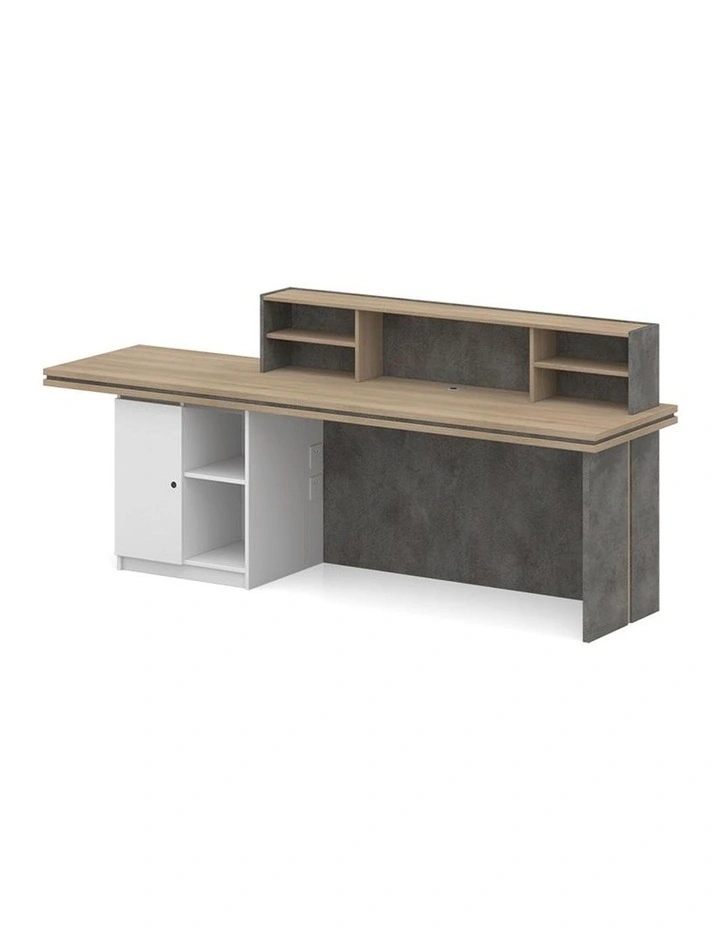 Jarin Reception Desk 2.4M Right Panel Carbon Grey & White Colour image 4