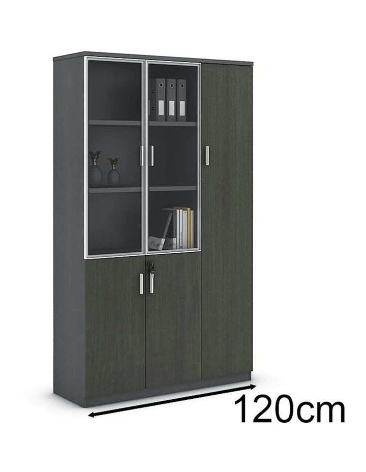 Matees 3 Doors Display Cabinet 1.2M Grey/Brown image 5