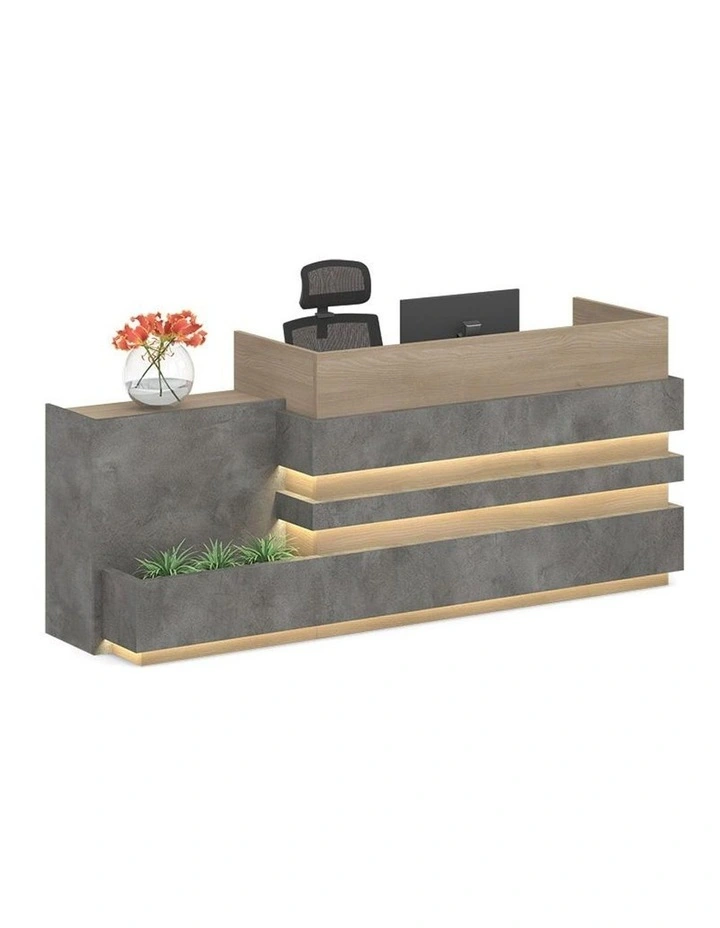 Keran Reception Desk 2.44M Left Panel Acacia & Carbon Grey Colour image 1