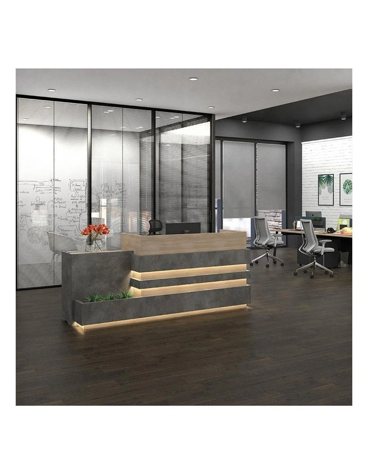 Keran Reception Desk 2.44M Left Panel Acacia & Carbon Grey Colour image 2