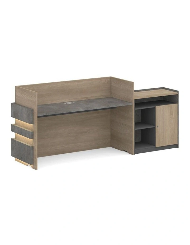 Keran Reception Desk 2.44M Left Panel Acacia & Carbon Grey Colour image 3
