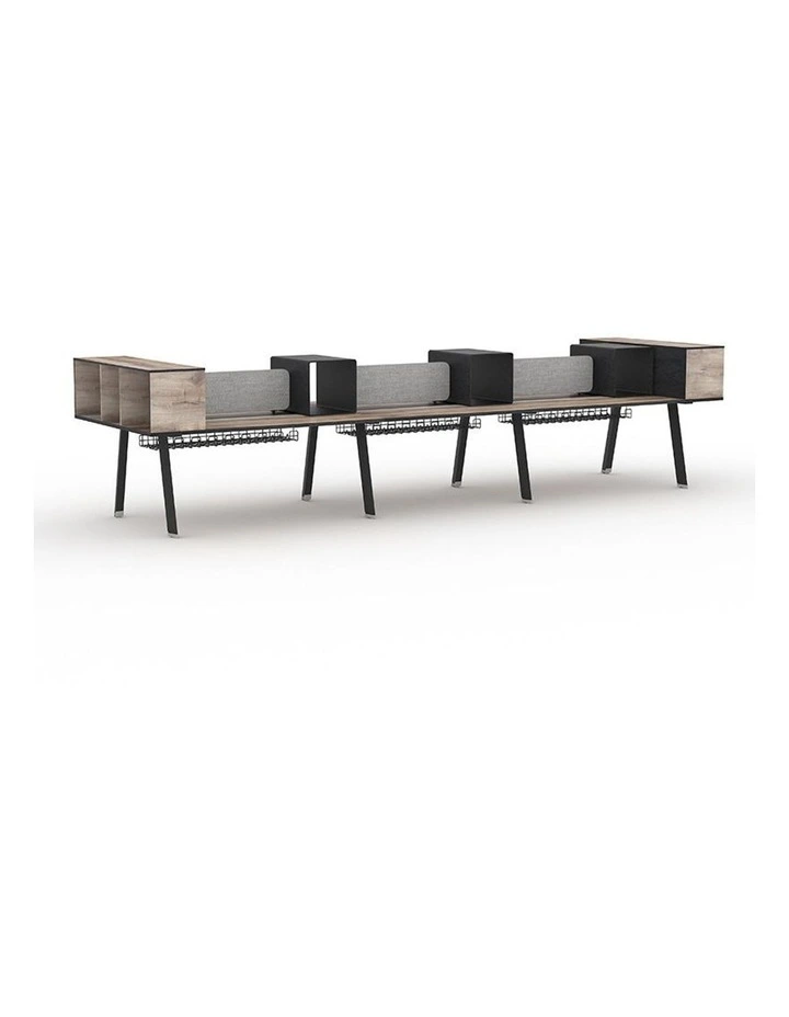 Arto 6 Person Workstation Double Sided 5.0M Mahogany Black image 1