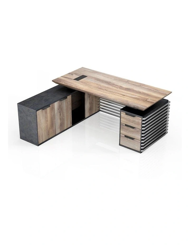 PHOENIX Executive Desk 1.8m in Warm Oak and Black image 2