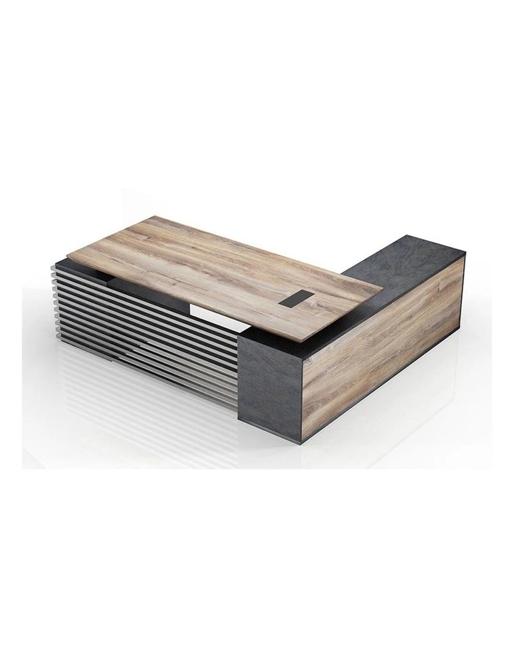 Phoenix Executive Desk with Left Return  in Warm Oak & Black image 1