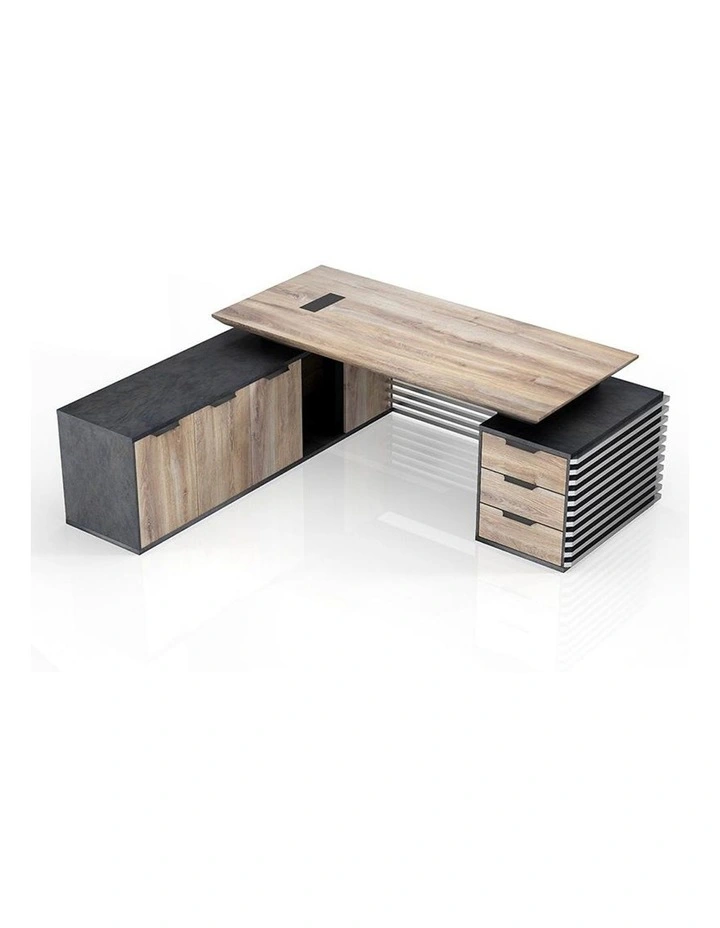 Phoenix Executive Desk with Left Return  in Warm Oak & Black image 4