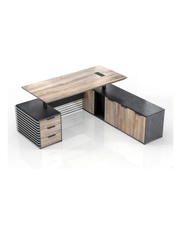 PHOENIX Sit & Stand Electric Lift Desk with Right Return 2.2m Warm Oak & Black image 4