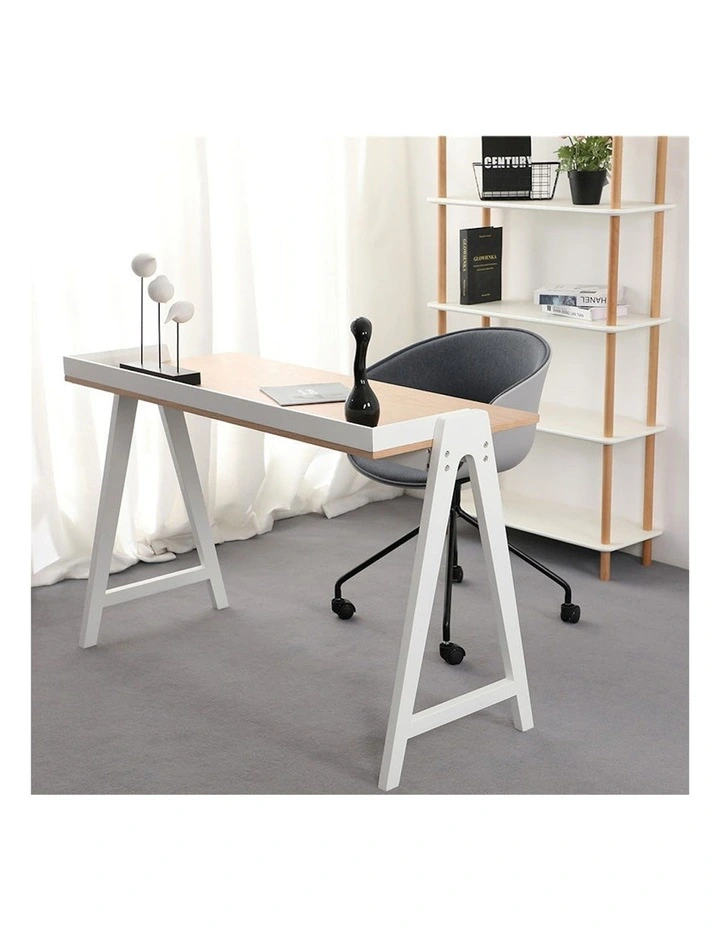 Yara Study Desk 118cm in White/Natural image 2