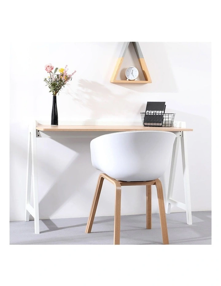 Yara Study Desk 118cm in White/Natural image 6