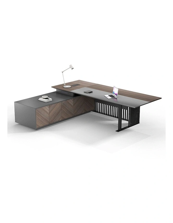 MADEIRA Executive Desk Left Return 220cm in Hazelnut/Grey image 2