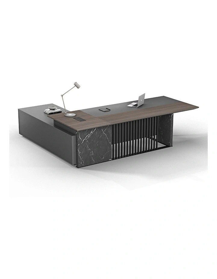 MADEIRA Executive Desk Right Return 220cm in Hazelnut/Grey image 1