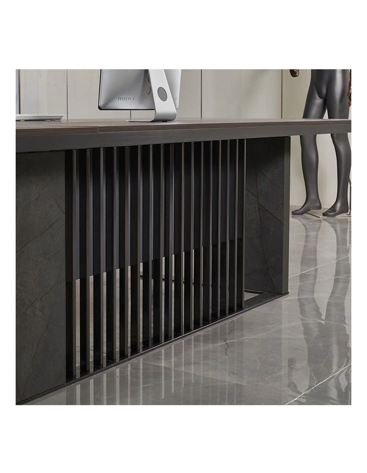 MADEIRA Executive Desk Right Return 220cm in Hazelnut/Grey image 3