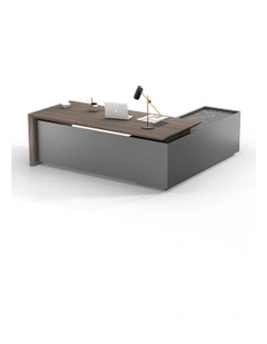 ARMANDO Executive Desk Left Return 220cm in Hazelnut/Brown