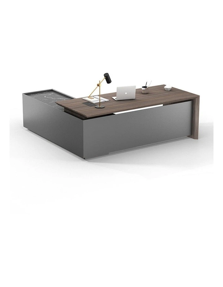 ARMANDO Executive Desk Right Return 220cm in Hazelnut/Grey image 1