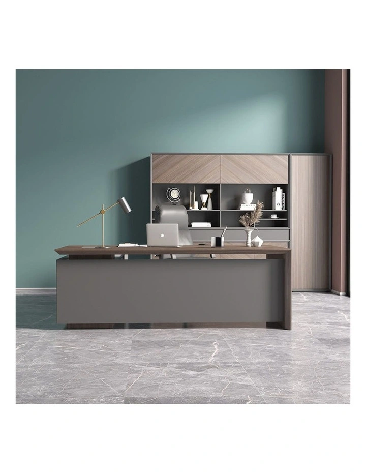 ARMANDO Executive Desk Right Return 220cm in Hazelnut/Grey image 2
