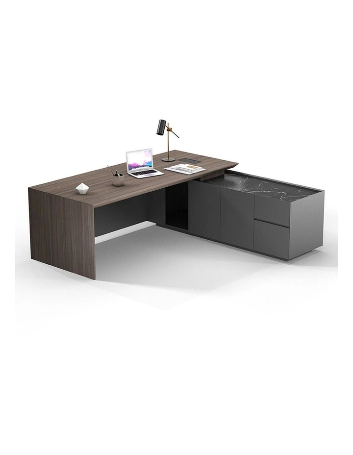 ARMANDO Executive Desk Right Return 220cm in Hazelnut/Grey image 3