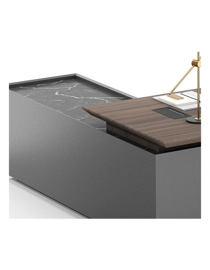 ARMANDO Executive Desk Right Return 220cm in Hazelnut/Grey image 6
