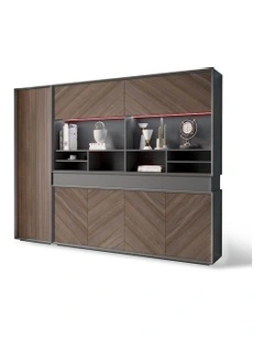 Armando Display Unit 2.6m in Hazelnut/Grey