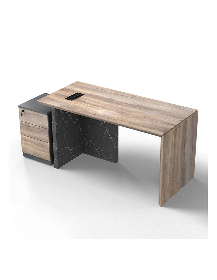 Logan Executive Reversible Desk 180cm in Warm Oak/Black image 3