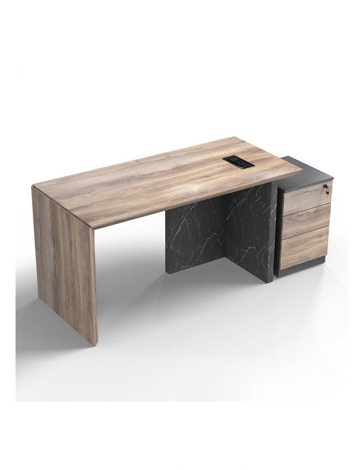 Logan Executive Reversible Desk 180cm in Warm Oak/Black image 4