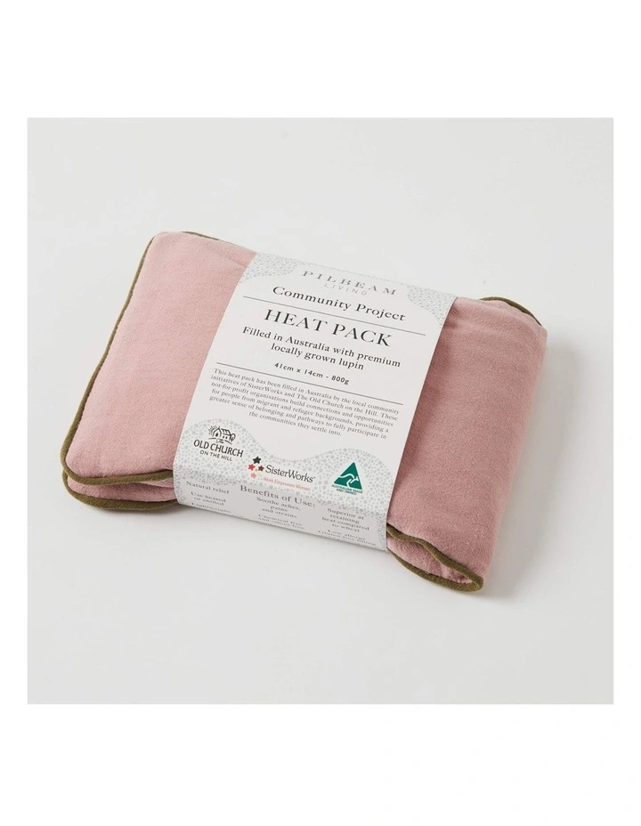 Abode Cotton Heat Pack Hot/Cold Bag 41cm in Dusty Pink/Olive image 3