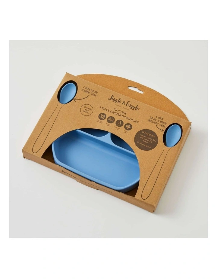 Jiggle & Giggle In the Meadow Silicone Divider Dinner Feeding Set 3 Piece in Assorted image 7