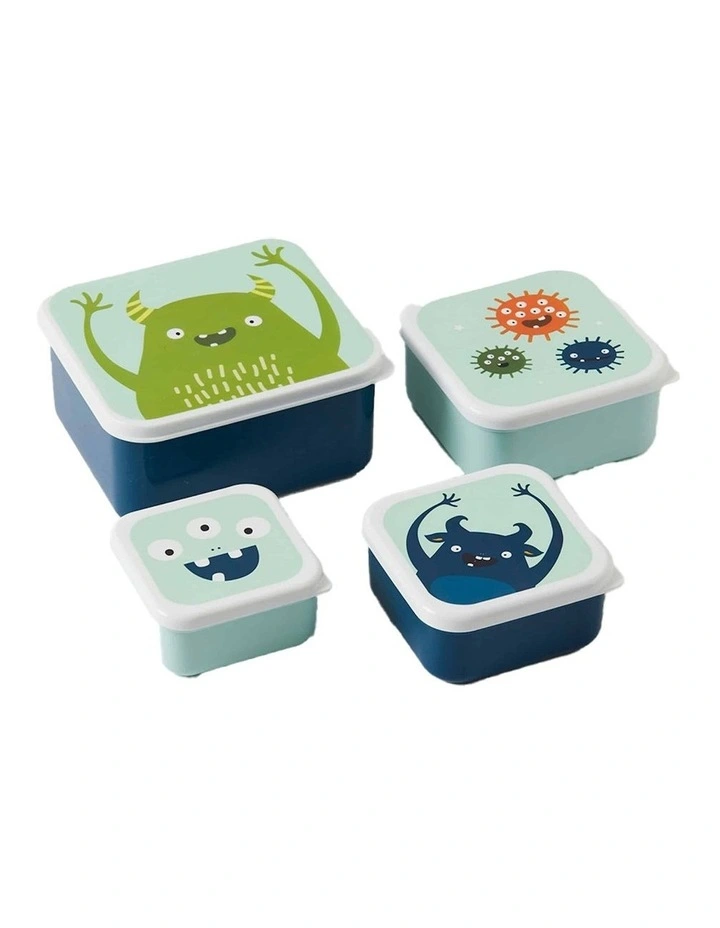 Monsters Lunch And Snack Box 4 Piece Set in Blue/Multi image 1