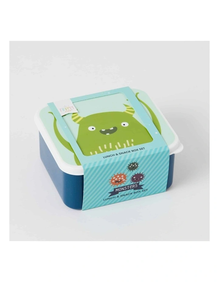Monsters Lunch And Snack Box 4 Piece Set in Blue/Multi image 2