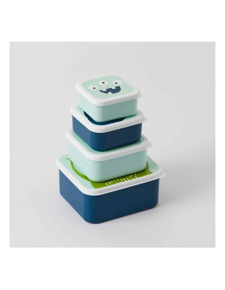 Monsters Lunch And Snack Box 4 Piece Set in Blue/Multi image 3