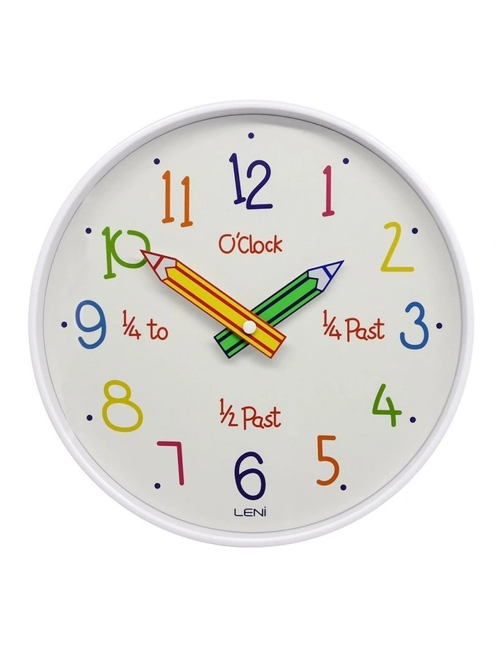 Pencil Dial Hanging Home Wall Clock 25cm in Multi image 5