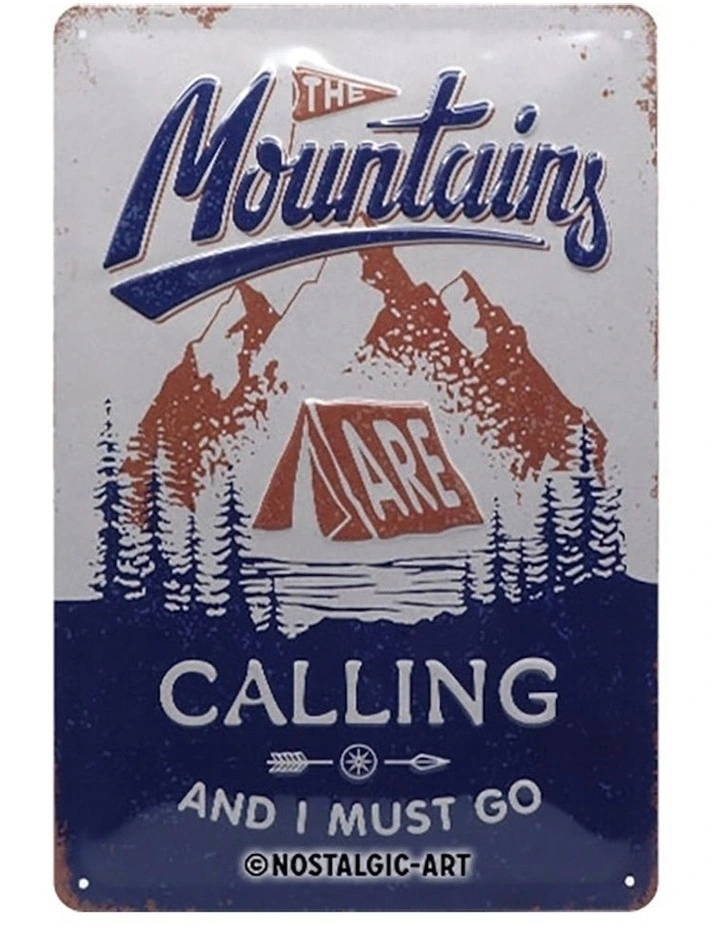 The Mountains Are Calling Medium Metal Sign 20x30cm in Multi image 2