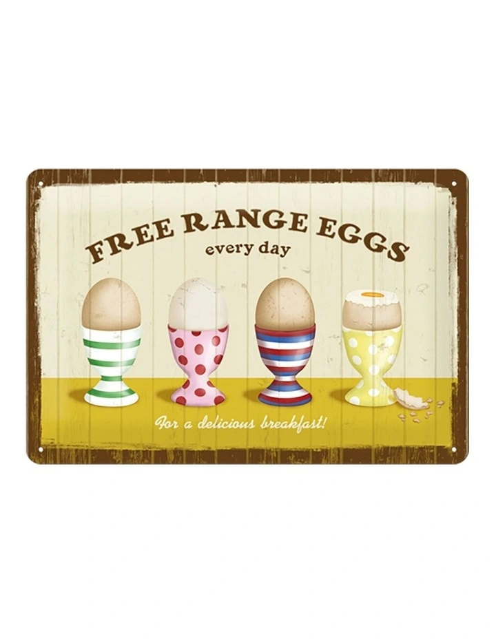Free Range Eggs Medium Metal Sign 20x30cm in Multi image 1
