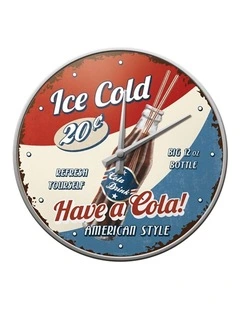 Have A Cola Metal/Glass Wall Hanging Round Clock 30cm in Multi