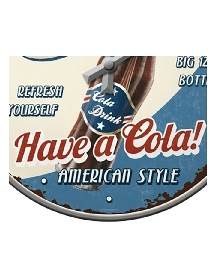 Have A Cola Metal/Glass Wall Hanging Round Clock 30cm in Multi image 3