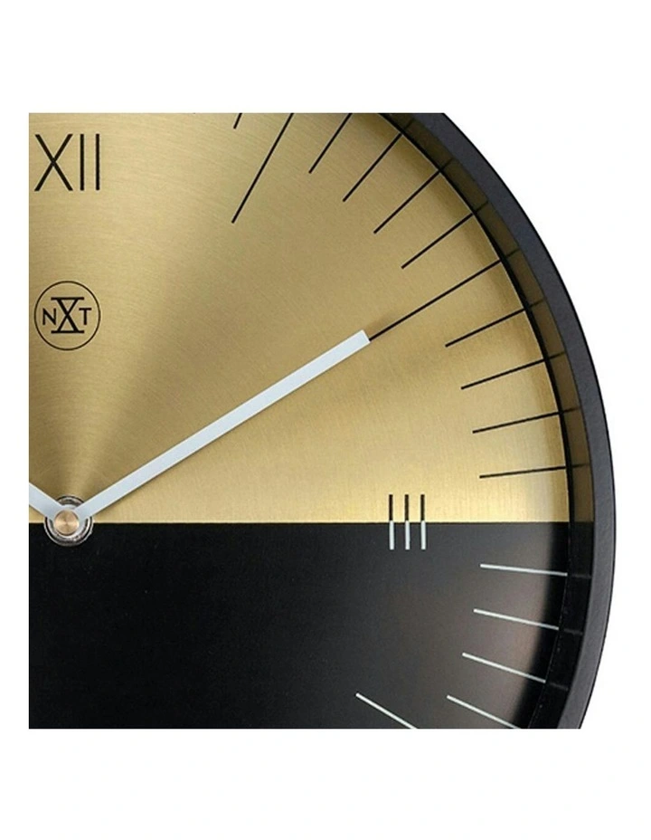 Half Analogue Round Hanging Wall Clock 30cm in Black/Gold image 3