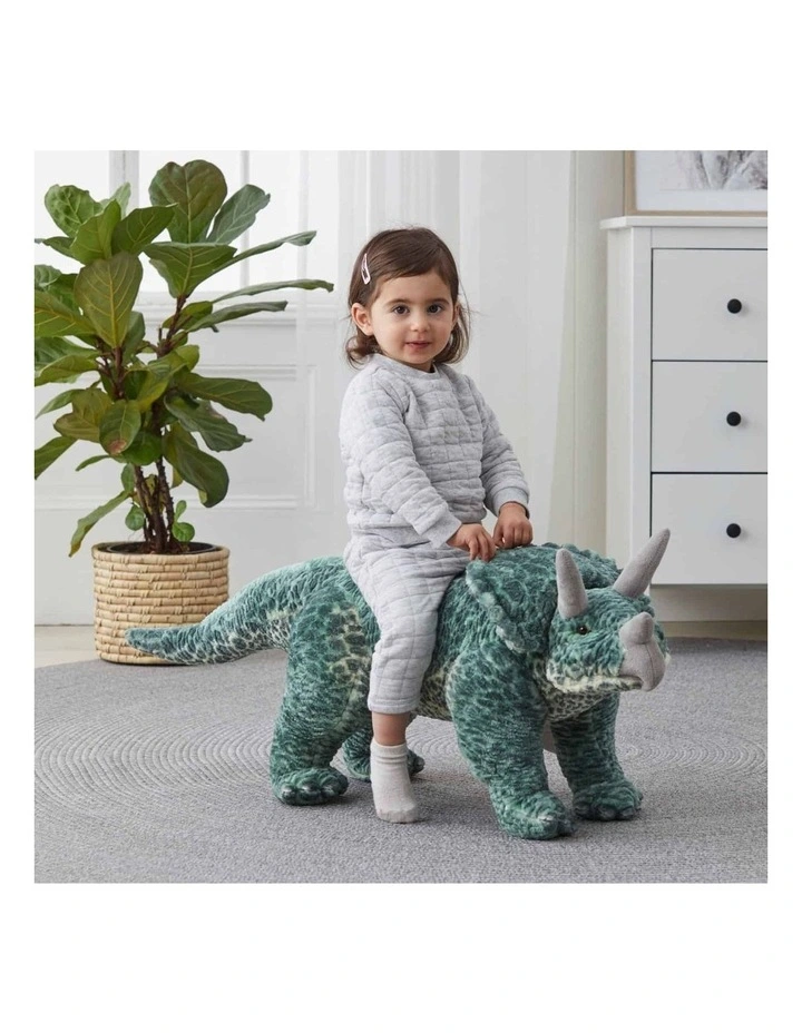 Jiggle & Giggle Large Standing Triceratops Kids/Children Soft Plush Play Toy 3y  in Green image 4