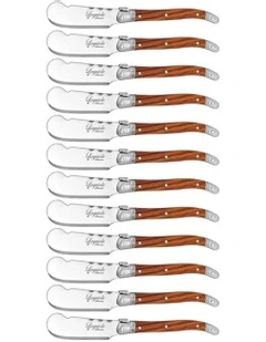 Stainless Steel Pate Knife Set 15.5cm 12 Piece in Brown