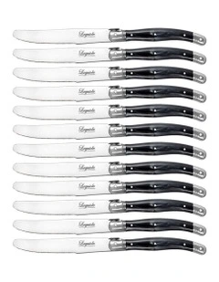 Stainless Steel Cheese Knife Cutlery 12 Pack 23.5cm in Marble Black