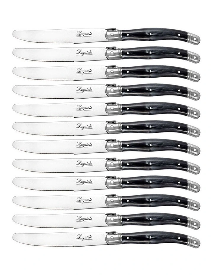 Stainless Steel Cheese Knife Cutlery 12 Pack 23.5cm in Marble Black image 1