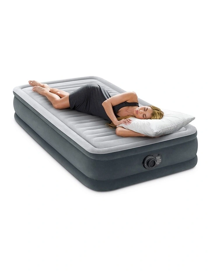 Dura-Beam Comfort Plush Inflatable Twin Airbed Mattress with Built-In Pump in Grey image 5
