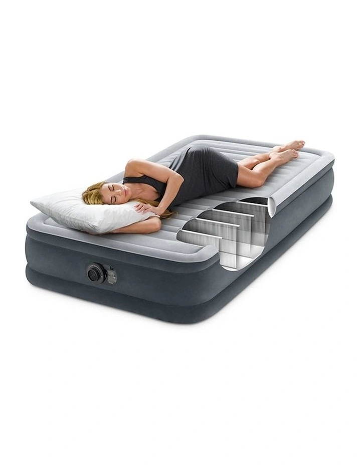 Dura-Beam Comfort Plush Inflatable Twin Airbed Mattress with Built-In Pump in Grey image 7