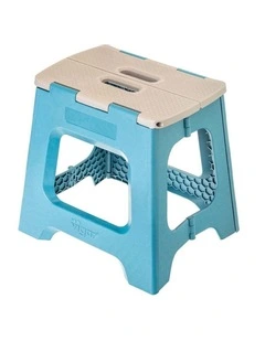 Vigar Compact Foldable Plastic Step Stool 32cm in Blue Print